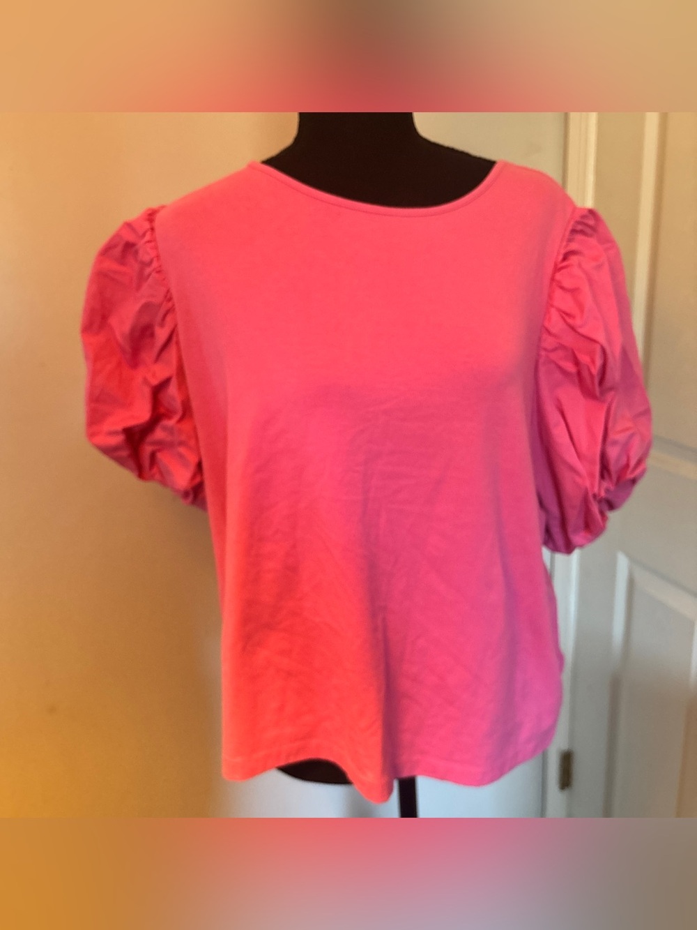 Pink puff sleeve shirt
